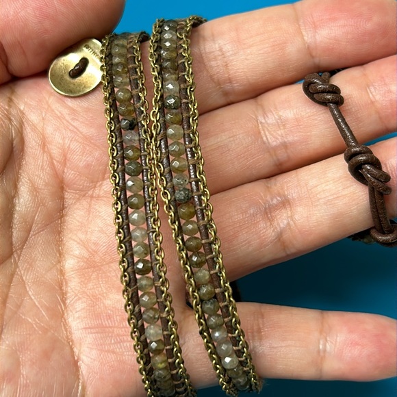 🖤CHAN LUU Labradorite Sterling silver Chain Leather wrap bracelet - Picture 7 of 11